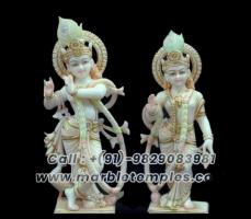 Order Custom Size Radha Krishna Marble Murti at Best Price