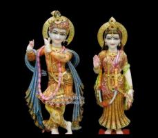 Order Custom Size Radha Krishna Marble Murti at Best Price