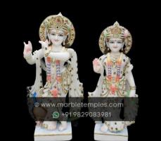 Order Custom Size Radha Krishna Marble Murti at Best Price