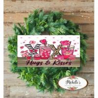 Sip on Love: Valentine Hugs and Kisses Coffee Sign - Ideal Wreath Enhancement!