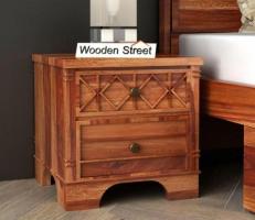Buy Swirl Bedside Table (Honey Finish) at 43% OFF Online From Wooden Street 