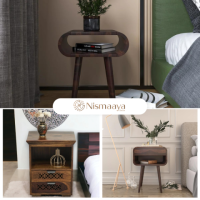 BUY Elegant Bedside Table Designs from Nismaaya Decor for Your Bed