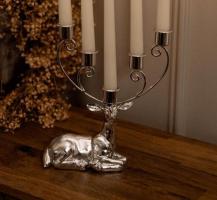 Silver Stag Taper Candle Holder Table Decoration