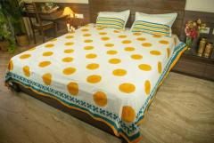 Genda Phool - Hand block printed cotton bed sheets and pillow cases