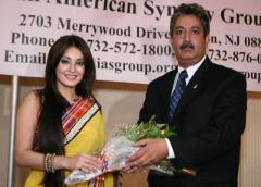 President Sarvesh Kumar Dharayan with Minissha Lamba during IASG launch function.