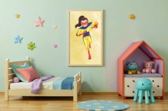 Empowering Superhero Girl in Yellow Suit – Bold, Fun, and Unique Art