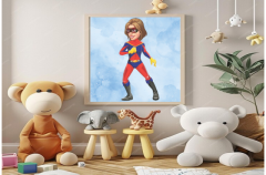 Customizable Superhero Girl Power Poster | Empowering Wall Art for Kids