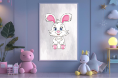 Adorable White Bunny Printable Wall Art - Cute Bunny Digital Download for Nursery Decor