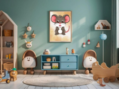 Adorable Cartoon Mouse Printable Poster - Cute Wall Art for Kids' Rooms