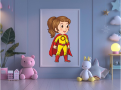 Superhero Girl Printable Poster | Bright & Colorful Nursery Wall Art | Instant Download