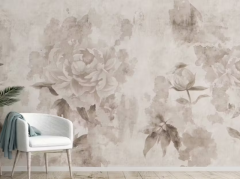 Sepia Color Peonies Flower Wallpaper Murals