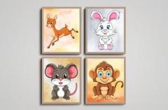 Cheerful Baby Monkey Cartoon Art Poster – Cute Wall Decor for Kids' Rooms