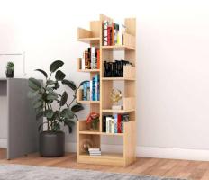 Vespera Engineered Wood Ladder Bookshelf – Classic Oak Elegance