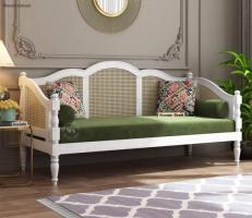 Buy Alara Designer Divan Bed in Dark Olive Green | Wooden Street