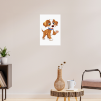 Adorable Playful Puppy Poster | Cute Dog Illustration Printable Wall Art for Kids & Pet Lovers