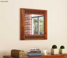 Alanis Honey-Finish Mirror with Elegant Frame