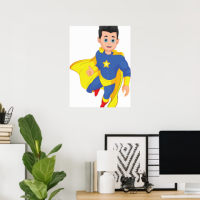 Digital Superhero Poster - Printable Stickers for All Occasions