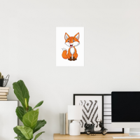 Adorable Fox Cartoon Printable Poster Stickers for DIY Projects