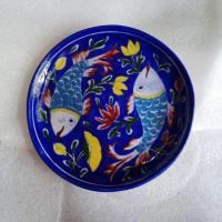 Blue Pottery Plates - Elegant Twin Fish Design | Prosperity Mirra