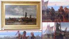 Exquisite XL Victorian Oil Painting - Norfolk Coast Maritime Scene (Circa 1860)