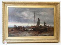 Exquisite XL Victorian Oil Painting - Norfolk Coast Maritime Scene (Circa 1860)