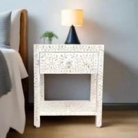 Stylish Mother of Pearl Inlay Bedside Table