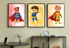 Superhero Wall Art Set for Kids – Fun, Colorful Decor for Boys & Girls Rooms