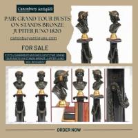 Pair Grand Tour Busts on Stands Bronze Jupiter Juno 1820