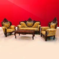 AARSUN SOFA SET IN ROSEWOOD WITH WALNUT POLISH