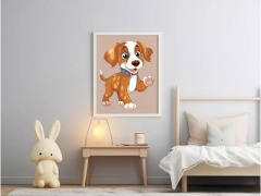 Playful Puppy Illustration | Adorable Printable Art for Kids & Animal Lovers