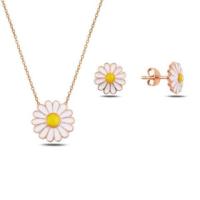 Amazing Sterling Silver Daisy Necklace And Earrings