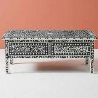 Floral Bone Inlay Black Coffee Table an Elegant Design