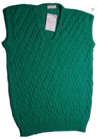 Green Color Woolen V-Neck Half Sweater For Men