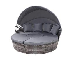 Gardeon Sun Lounge Setting Wicker Lounger Day Bed Grey