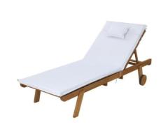 Gardeon Wooden Sun Lounge Day Bed with Wheels - White